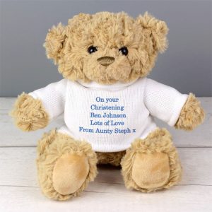 Girl's Personalised Pink Message Teddy Bear in a Jumper