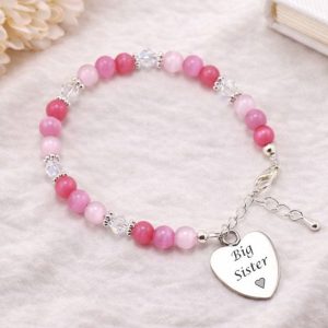 Personalised Big Sister Bracelet With Engraved Heart
