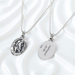 Personalised Engraved Silver St Christopher Necklace