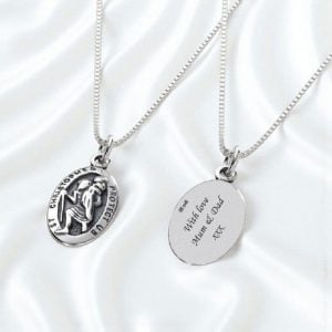 Personalised Engraved Silver St Christopher Necklace
