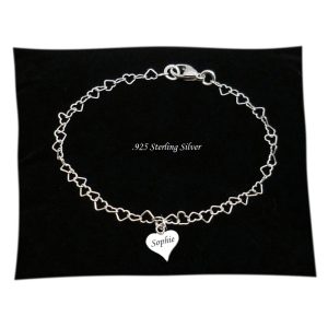 Mums Silver Personalised Heart Bracelet
