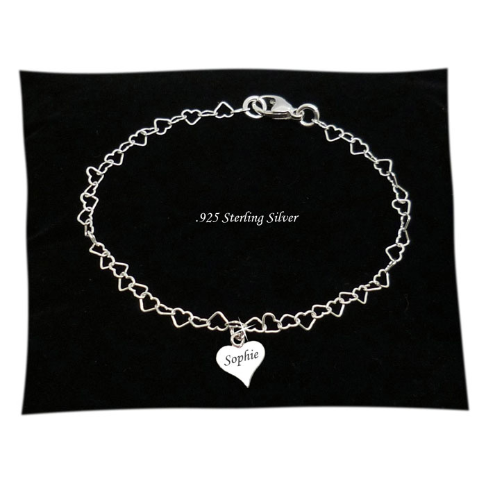 Mums Silver Personalised Heart Bracelet
