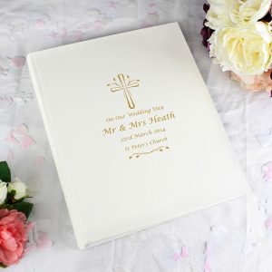 Personalised Gold Cross Traditional Interleaved Photo Album