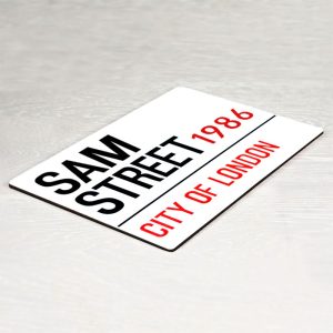 Fun Personalised Plastic Red & White Novelty Street Sign