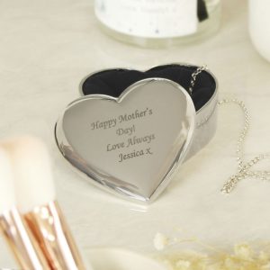 Personalised Silver Plated Engraved Heart Trinket Box