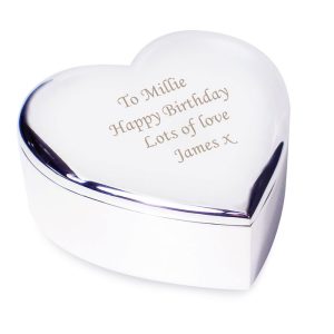 Personalised Silver Plated Engraved Heart Trinket Box