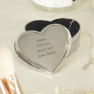 Personalised Silver Plated Engraved Heart Trinket Box