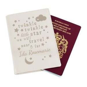 Personalised Twinkle Twinkle Cream Leather Passport Holder