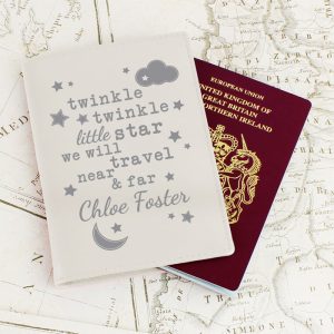 Personalised Twinkle Twinkle Cream Leather Passport Holder