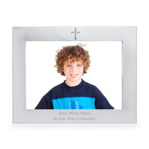 Personalised 7x5 Landscape Christening Cross Photo Frame