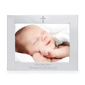 Personalised 7x5 Landscape Christening Cross Photo Frame