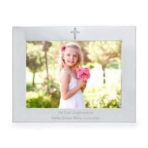 Personalised 7x5 Landscape Christening Cross Photo Frame