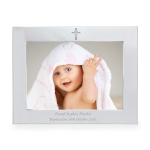 Personalised 7x5 Landscape Christening Cross Photo Frame