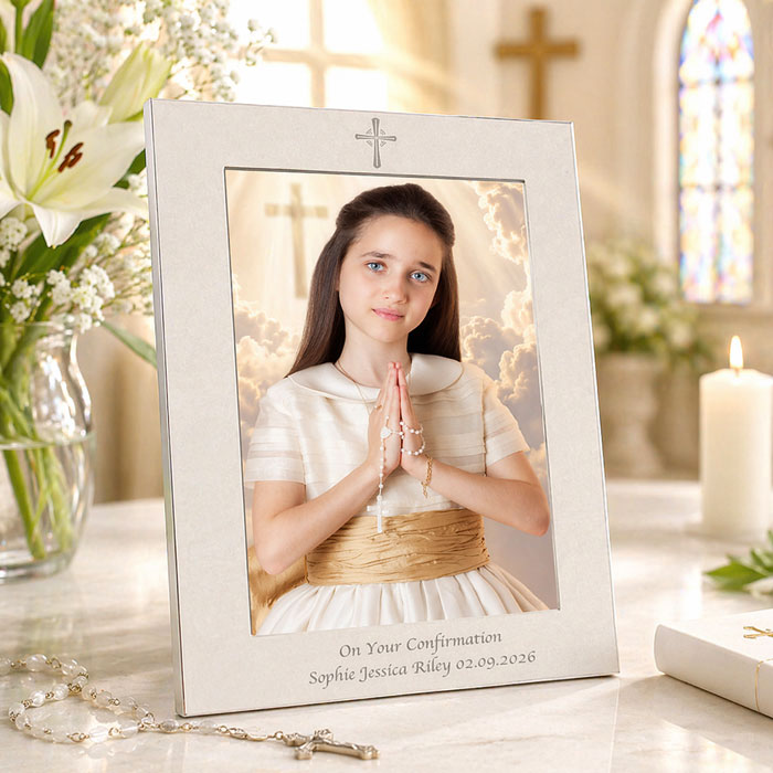 Personalised 5x7 inch Cross Frame - Communion or Christening