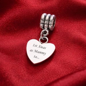 Stainless Steel Heart Shaped Bracelet Charm Mummy 1st Xmas