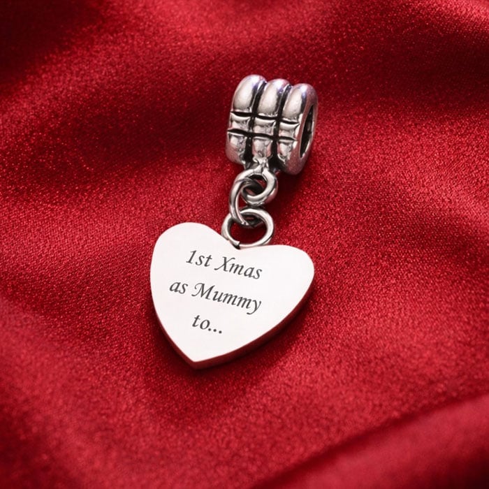 Stainless Steel Heart Shaped Bracelet Charm Mummy 1st Xmas