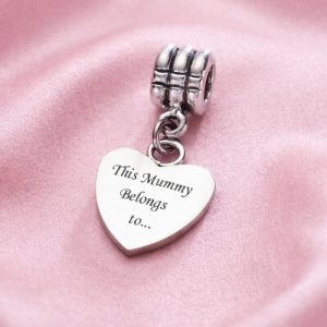 Stainless Steel Heart Shaped Bracelet Charm Mummy Belongs