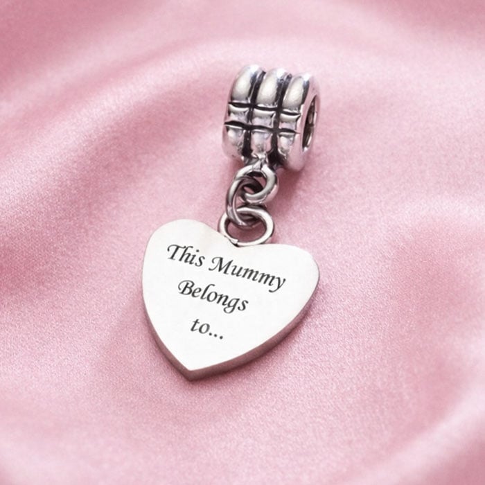 Stainless Steel Heart Shaped Bracelet Charm Mummy Belongs