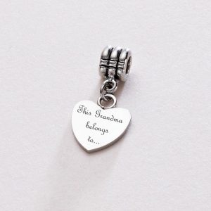 Stainless Steel Heart Shaped Bracelet Charm Grandma
