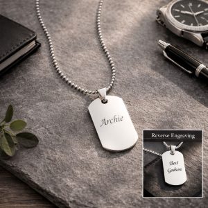 Sterling Silver Boy's Engraved Dog Tag Necklace