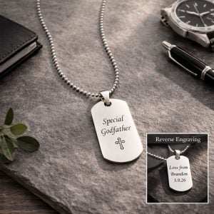 Personalised Special Godfather Silver Dog Tag Necklace