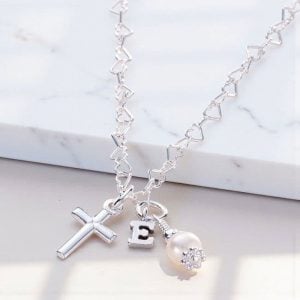 Personalised Sterling Silver Communion Necklace & Initial