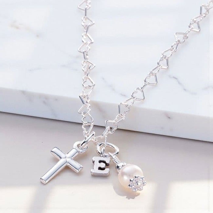 Personalised Sterling Silver Communion Necklace & Initial