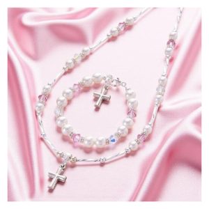 Aurora Borealis Sterling Silver Necklace and Bracelet Set
