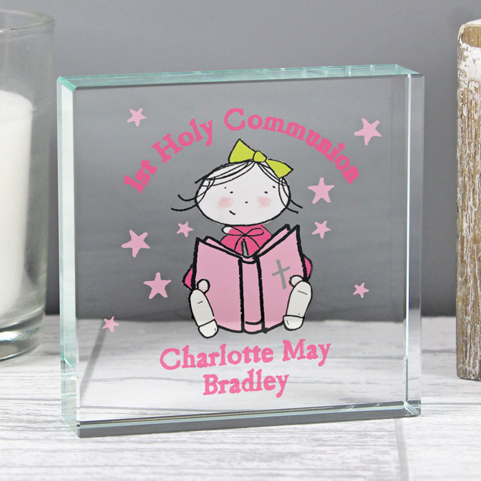 Personalised Christening or Communion Crystal Token For Girl
