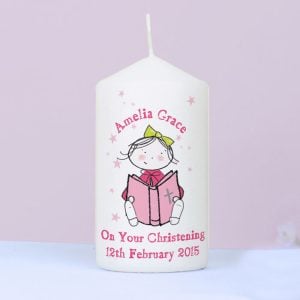 Girls Personalised Christening or Communion Candle