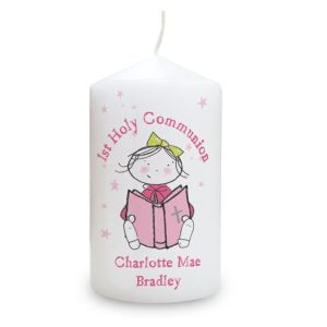 Girls Personalised Christening or Communion Candle