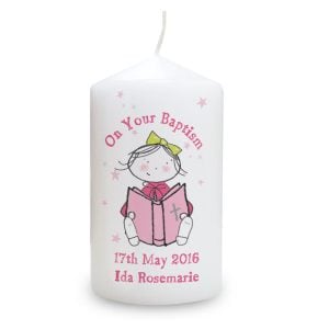 Girls Personalised Christening or Communion Candle