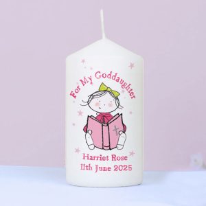 Girls Personalised Christening or Communion Candle