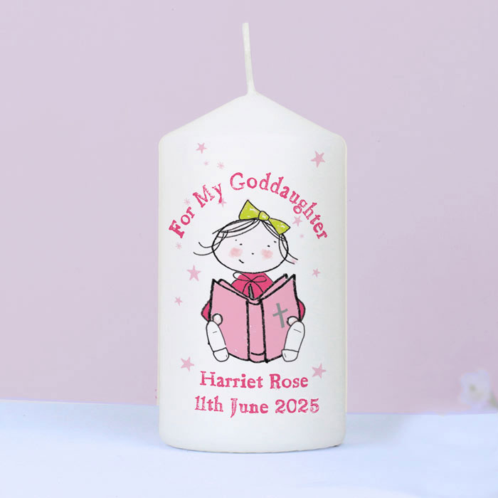 Girls Personalised Christening or Communion Candle