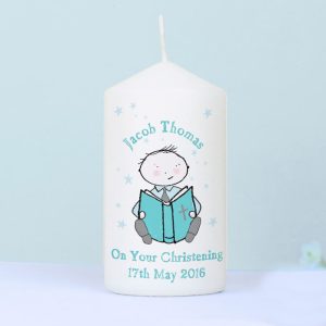 Boys Personalised Christening or Communion Candle