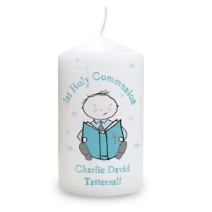 Boys Personalised Christening or Communion Candle