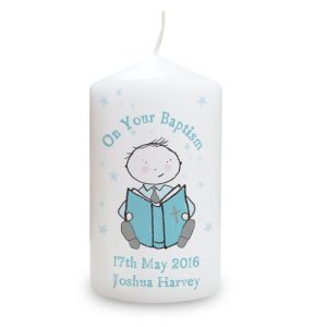 Boys Personalised Christening or Communion Candle