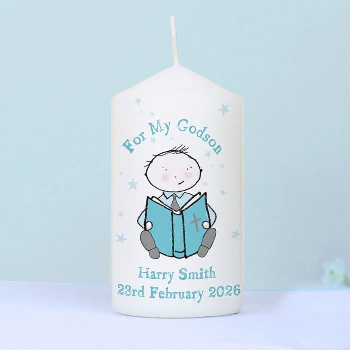 Boys Personalised Christening or Communion Candle