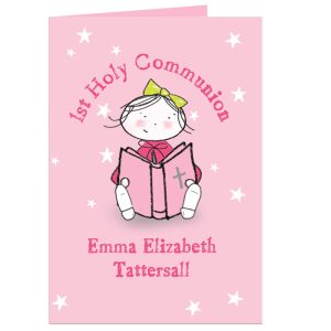 Personalised Christening or Communion Card Little Girl