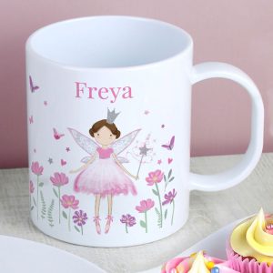 Girl's Personalised Fairy Princess Plastic Drop Proof Mug