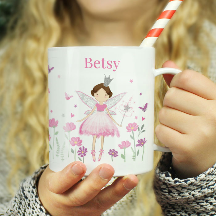Girl's Personalised Fairy Princess Plastic Drop Proof Mug