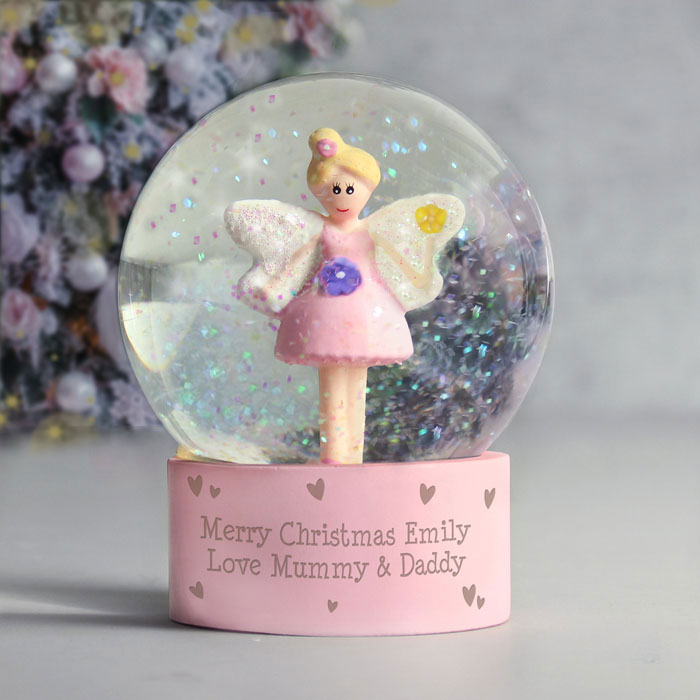 Personalised Pink Fairy Glitter Snow Globe