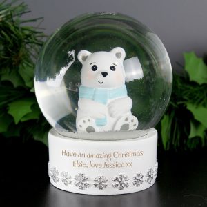 Personalised Polar Bear Christmas Snow Globe