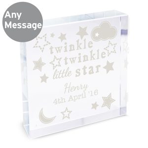 Twinkle Twinkle Personalised Crystal Engraved Baby Token