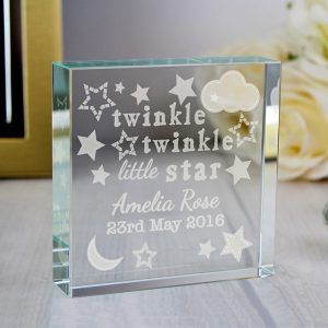 Twinkle Twinkle Personalised Crystal Engraved Baby Token