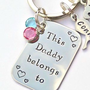 Personalised This Daddy Belongs To Keyring Stainless Steel