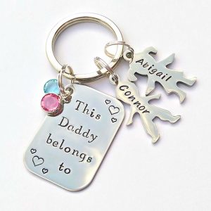 Personalised This Daddy Belongs To Keyring Stainless Steel