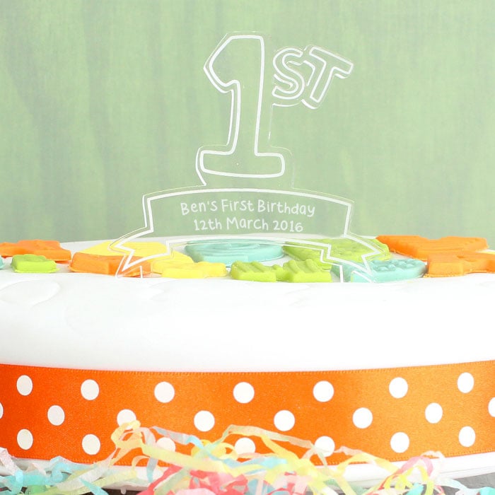 Personalised Acrylic 1st Birthday Cake Topper