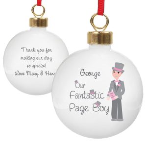 Personalised Our Fantastic Page Boy Christmas Tree Bauble