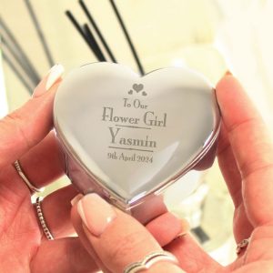 Personalised Decorative Flower Girl Heart Trinket Box